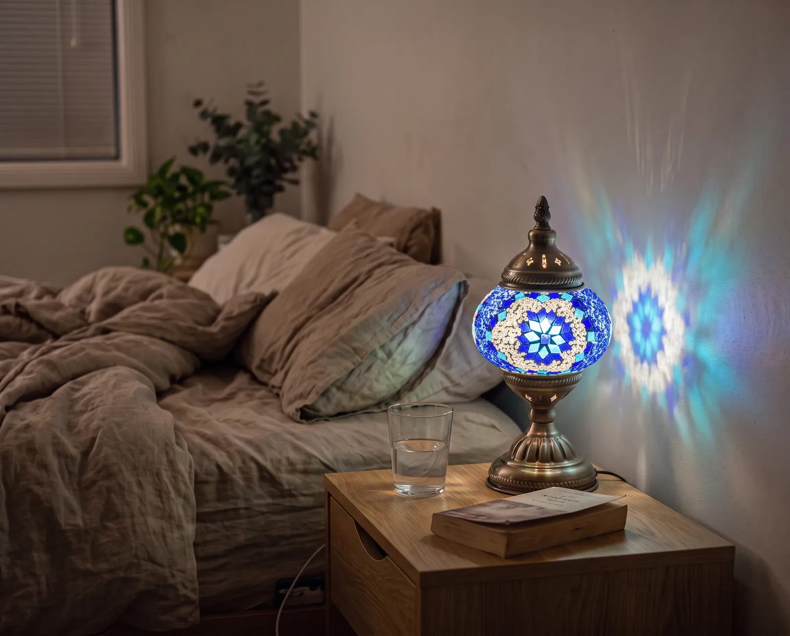 Tall Mosaic Lamp in Blue Sky, bedside